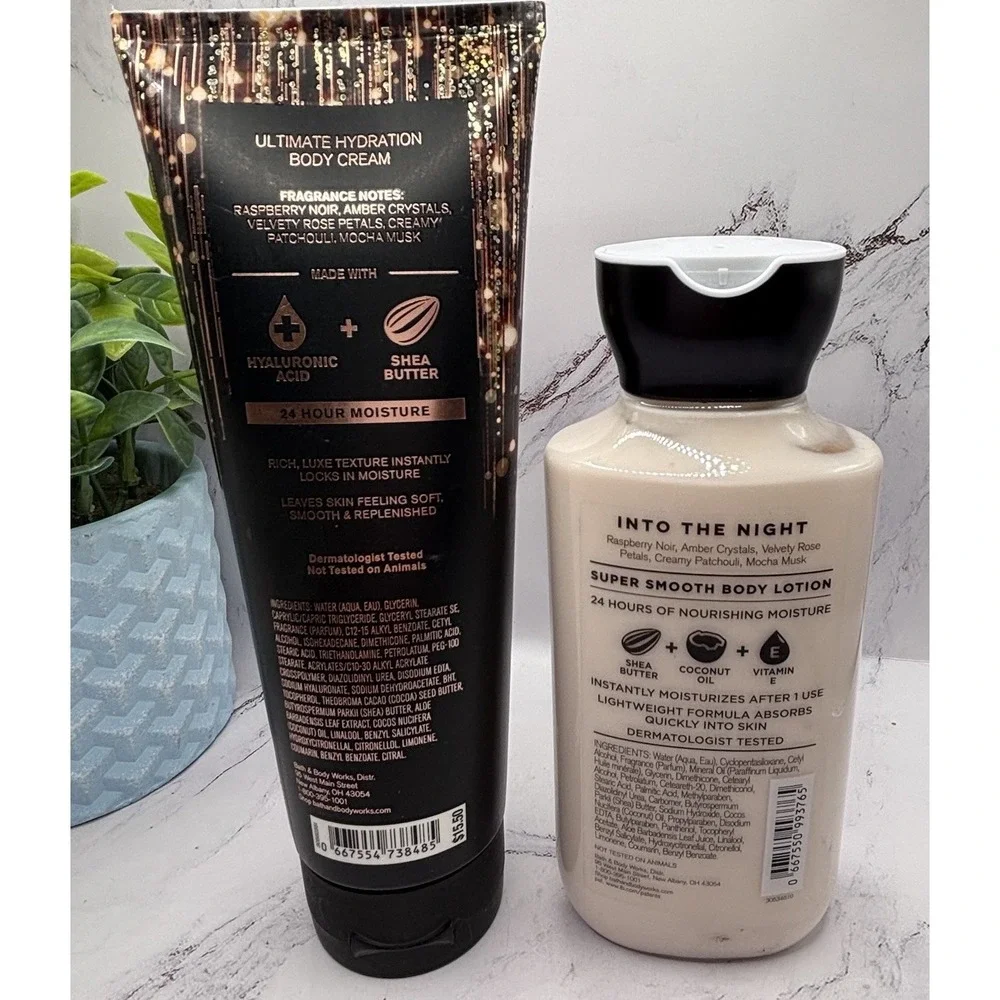 Bath & Body Works 2pc Lot Into the Night Body Lotion & Body Cream New